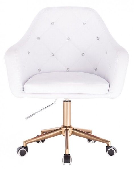 LuxuryForm DESIGN Křeslo ROMA na zlaté podstavě s kolečky - bílé