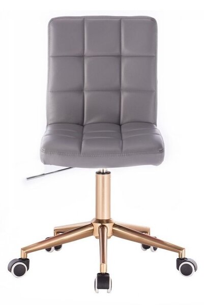 LuxuryForm DESIGN Otočná židle TOLEDO na zlaté podstavě s kolečky - šedá