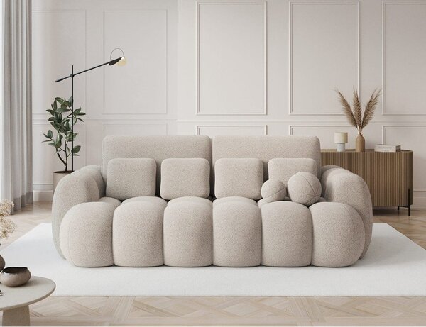 Béžová rozkládací pohovka z textilie bouclé 256 cm Cotonn – ELTAP