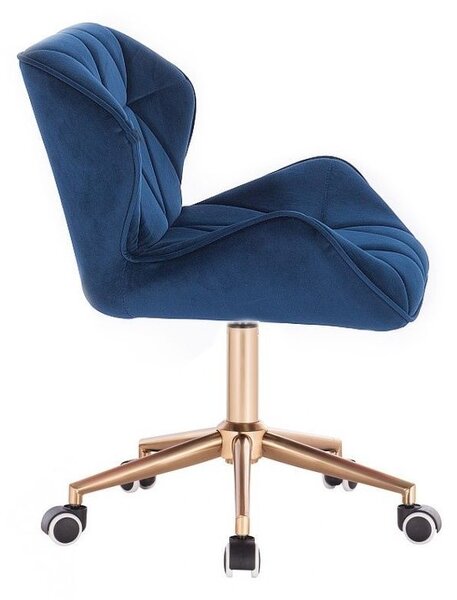 LuxuryForm DESIGN Židle MILANO VELUR na zlaté podstavě s kolečky - modrá