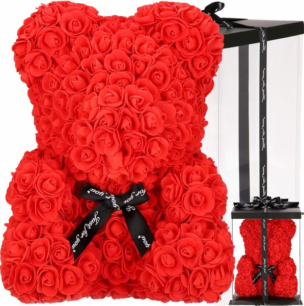 Medvídek z růží 40 cm, červený SPRINGOS ROSE BEAR