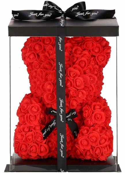 Medvídek z růží 40 cm, červený SPRINGOS ROSE BEAR