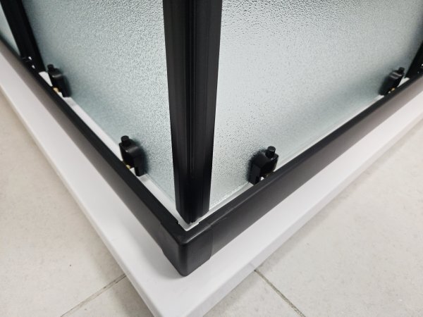 POINT Q BLACK HARD 90x90 Clear Čtvercový sprchový kout s mramorovou vaničkou
