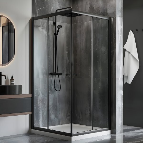 POINT BLACK 90x80 Clear Obdélníková sprchová zástěna