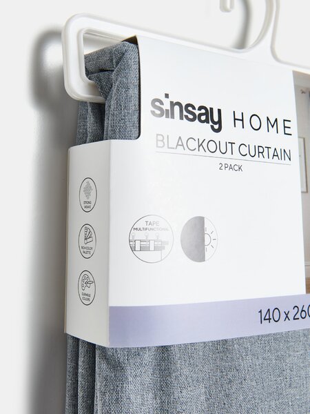 Sinsay - Sada zatemňovacích závěsů na řasící pásce 2 pack - šedá