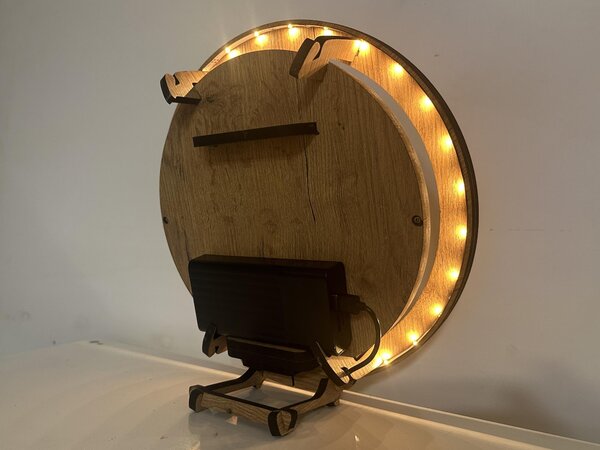 "Mechové kopečky" dřevěná lampa/obraz 31 cm/s baterií a pohybovým čidlem provedení povrchu: dub světlý