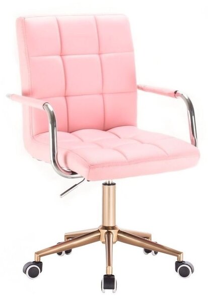 LuxuryForm Židle VERONA na zlaté podstavě s kolečky - růžová