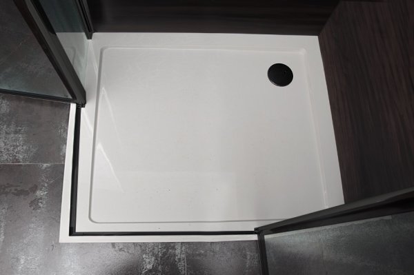 Sprchová zástěna 100x90, obdélníková, čirá, černá (85+20/75+20) - ALFA LINE DUE