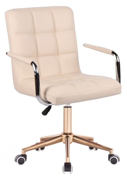 LuxuryForm Židle VERONA na zlaté podstavě s kolečky - krémová