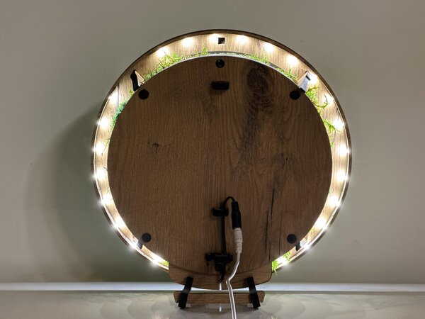 "Mechové kopečky" dřevěná lampa/obraz 31 cm/230V provedení povrchu: dub světlý