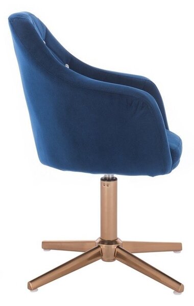 LuxuryForm DESIGN Křeslo ROMA VELUR na zlatém kříži - modré