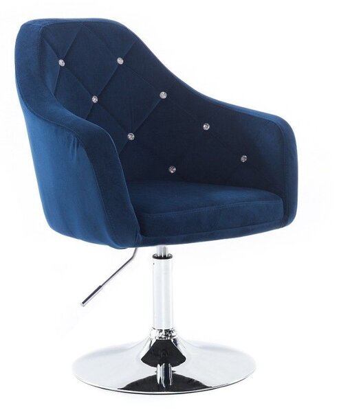 LuxuryForm DESIGN Křeslo ROMA VELUR na stříbrném talíři - modré