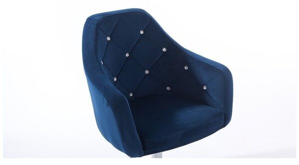 LuxuryForm DESIGN Křeslo ROMA VELUR na stříbrném kříži - modré
