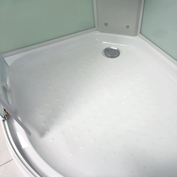 MILD 80 WHITE Sprchový box čtvrtkruhový s akrylátovou vaničkou a sedátkem