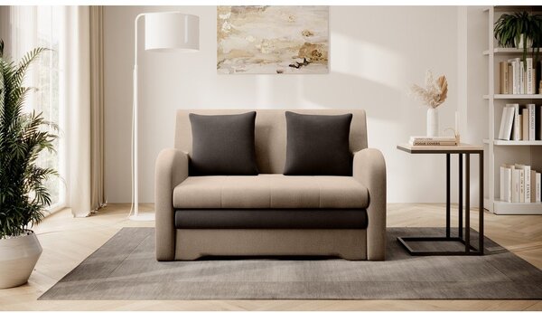 Světle hnědá sametová rozkládací pohovka 130 cm Ario – ELTAP