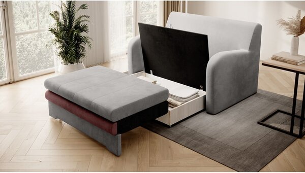 Růžová/světle šedá sametová rozkládací pohovka 130 cm Ario – ELTAP