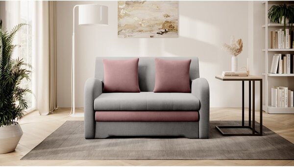 Růžová/světle šedá sametová rozkládací pohovka 130 cm Ario – ELTAP