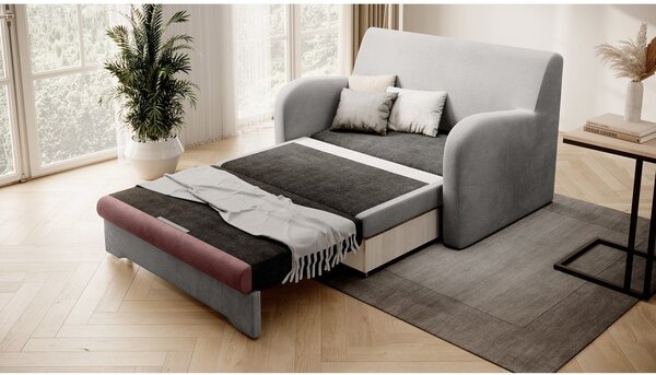 Růžová/světle šedá sametová rozkládací pohovka 130 cm Ario – ELTAP