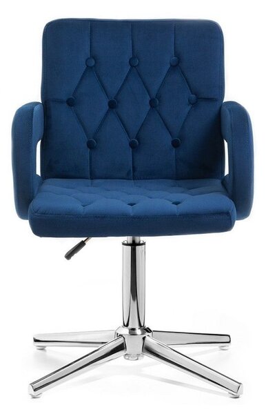 LuxuryForm DESIGN Židle BOSTON VELUR na stříbrném kříži - modrá