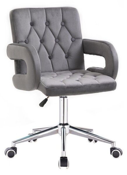 LuxuryForm DESIGN Židle BOSTON VELUR na stříbrné podstavě s kolečky - šedá