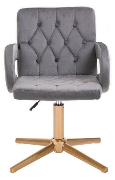 LuxuryForm DESIGN Židle BOSTON VELUR na zlatém kříži - šedá