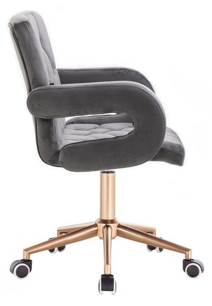LuxuryForm DESIGN Židle BOSTON VELUR na zlaté základně s kolečky - šedá