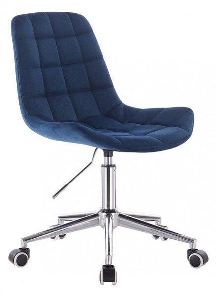 LuxuryForm Židle PARIS VELUR na stříbrné podstavě s kolečky - modrá