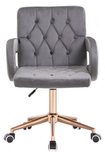 LuxuryForm DESIGN Židle BOSTON VELUR na zlaté základně s kolečky - šedá