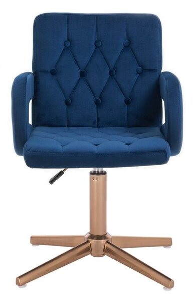 LuxuryForm DESIGN Židle BOSTON VELUR na zlatém kříži - modrá
