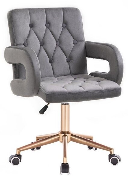 LuxuryForm DESIGN Židle BOSTON VELUR na zlaté základně s kolečky - šedá