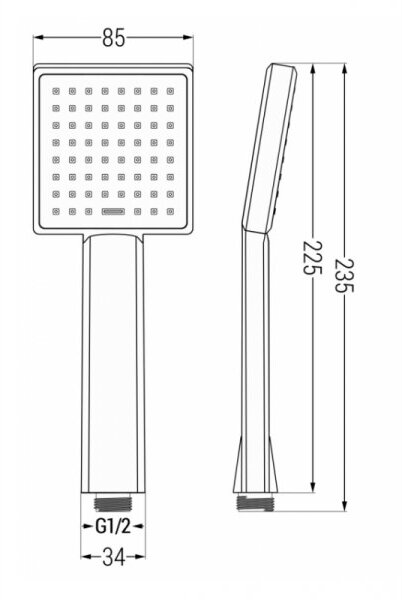 Sprchová hlavice jednofunkční v hranatém designu - zlatá