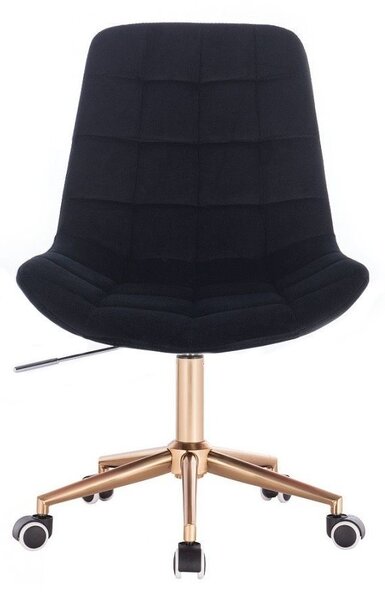LuxuryForm DESIGN Židle PARIS VELUR na zlaté podstavě s kolečky - černá