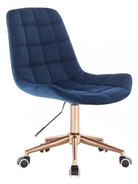 LuxuryForm Židle PARIS VELUR na zlaté podstavě s kolečky - modrá