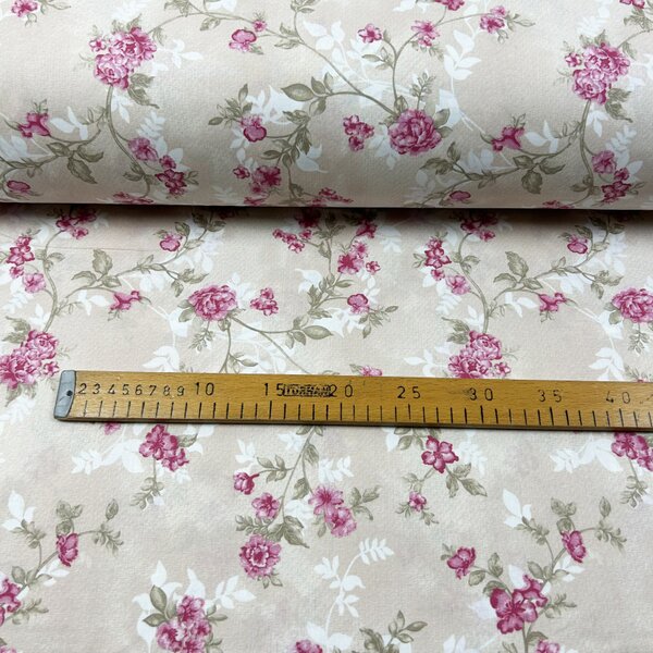 Ervi Bavlněná látka/plátno š.240cm - romantické růže - 30258-1, metráž