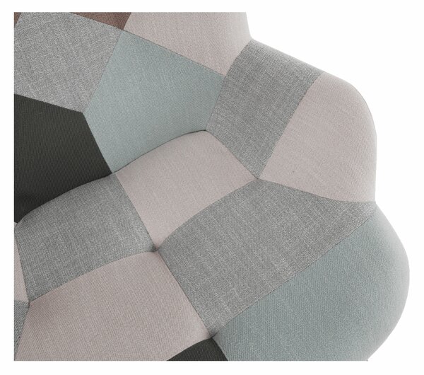KONDELA Houpací křeslo, zelená-bílá patchwork/bílá/buk, GERON