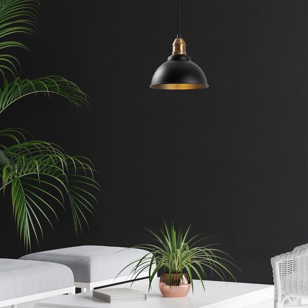 Černé závěsné svítidlo s kovovým stínidlem ø 21 cm Varzan – Opviq lights