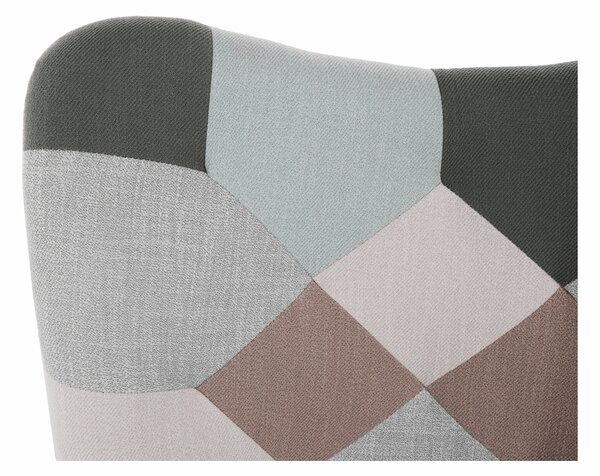 KONDELA Houpací křeslo, zelená-bílá patchwork/bílá/buk, GERON