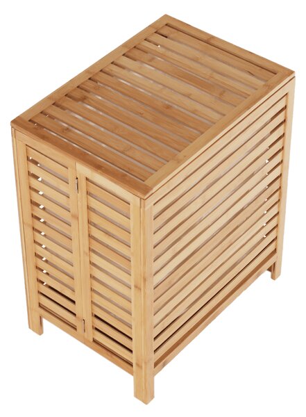 KONDELA Koš na prádlo, bambus/bílá, MENORK