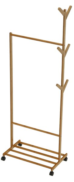 KONDELA Pojízdný věšák, bambus, šířka 60cm, VIKIR TYP 1
