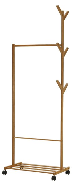 KONDELA Pojízdný věšák, bambus, šířka 60cm, VIKIR TYP 1