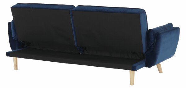 KONDELA Pohovka rozkládací, královská modrá látka Velvet / dub, FILEMA