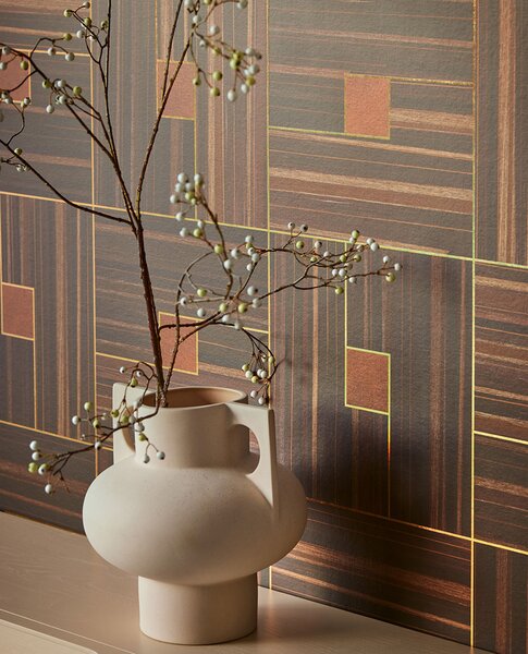 Geometrická obrazová vliesová tapeta na zeď, imitace obložení, 340183, Gilded, Eijffinger