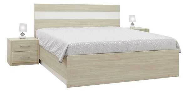 Dvoulůžko MIA s lamelovými rošty Šířka 160 cm, Bílá, LED pásek v čele: bez LED pásku
