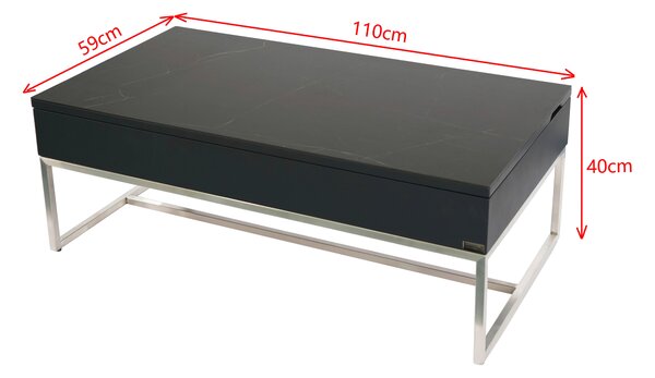 KONFERENČNÍ STOLEK, antracitová, černá, barvy nerez oceli, kov, keramika, kompozitní dřevo, 110/59/40 cm Dieter Knoll