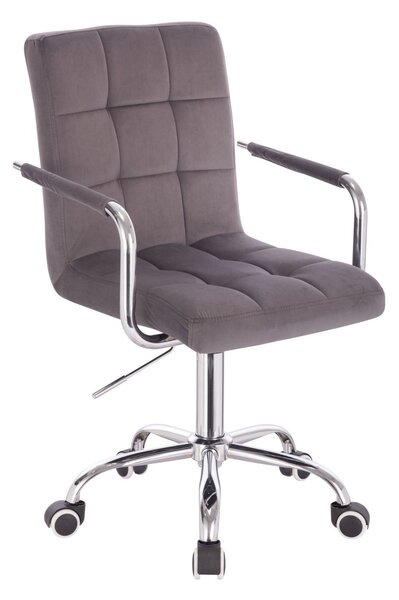 LuxuryForm Židle VERONA VELUR na stříbrné podstavě s kolečky - tmavě šedá