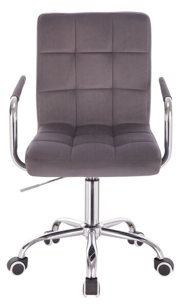 LuxuryForm DESIGN Židle VERONA VELUR na stříbrné podstavě s kolečky - tmavě šedá