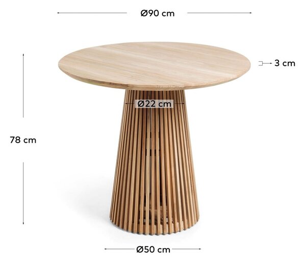 Kulatý jídelní stůl z teakového dřeva v přírodní barvě ø 90 cm Jeanette – Kave Home