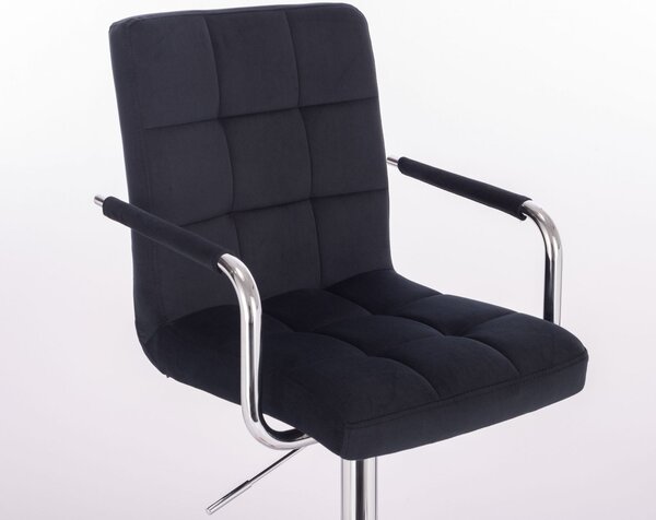LuxuryForm DESIGN Barová židle VERONA VELUR na černém talíři - černá