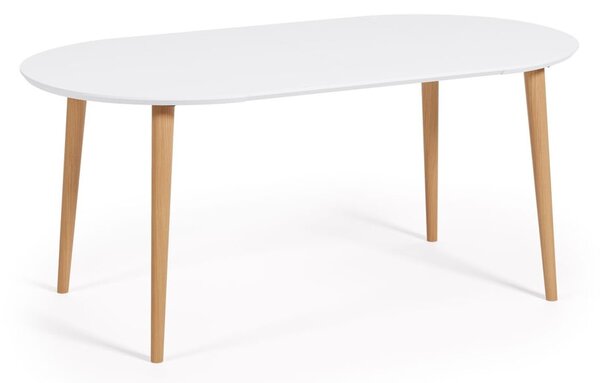 Bílý kulatý rozkládací jídelní stůl s bílou deskou ø 90 cm Oqui – Kave Home