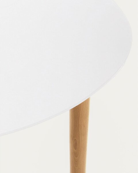 Bílý kulatý rozkládací jídelní stůl s bílou deskou ø 90 cm Oqui – Kave Home